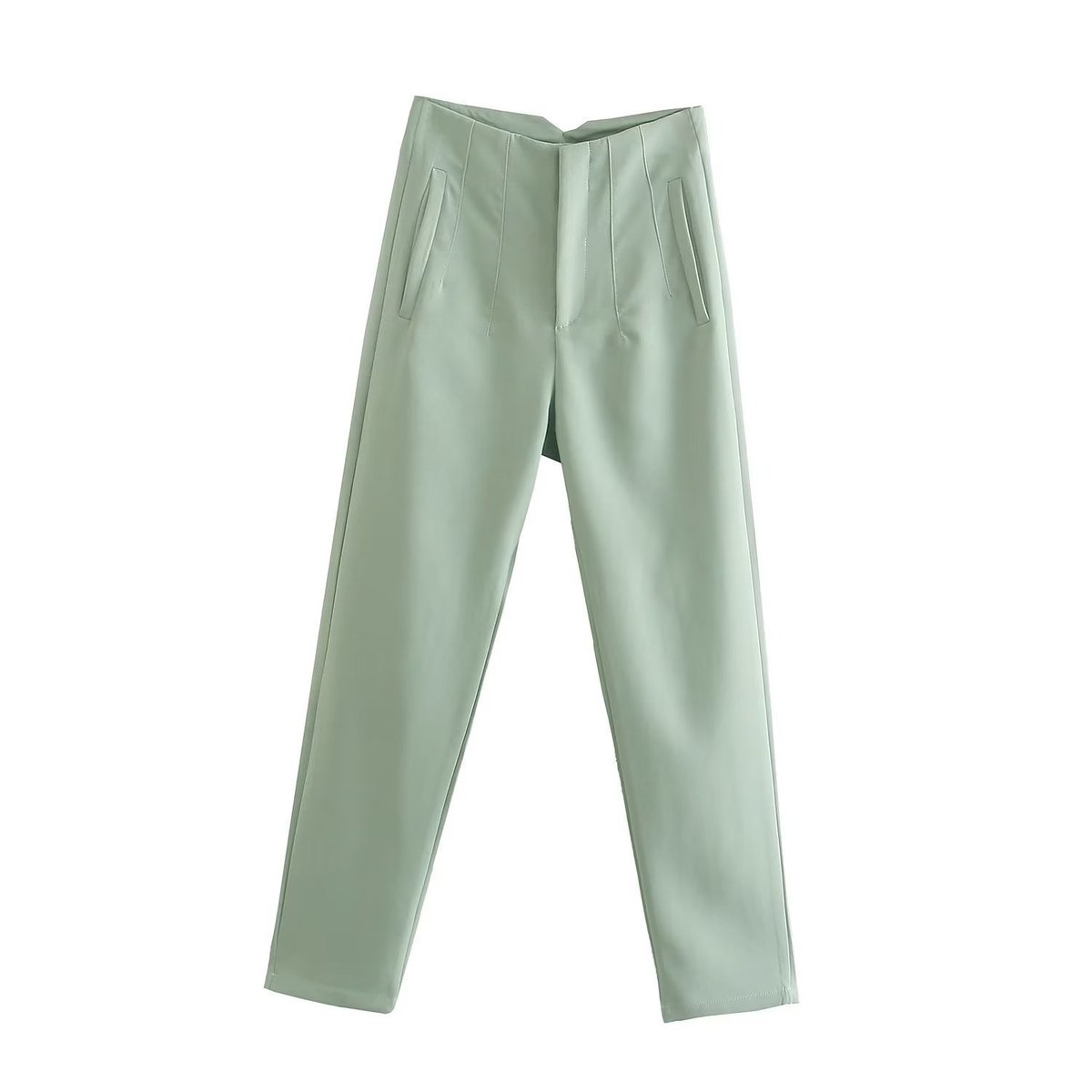 Women Fashion Casual Solid Color High Waist Pants