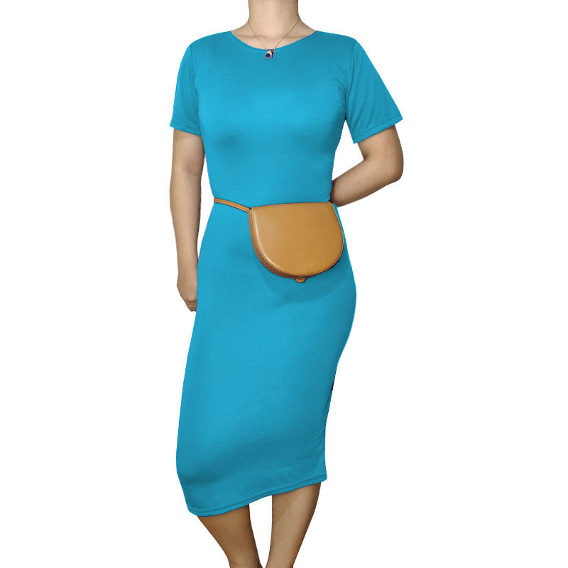Vestido básico casual de manga corta para mujer