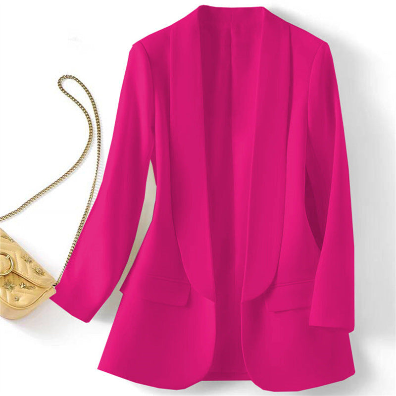 Women Fashion Casual Solid Color Slim-Fit Blazer