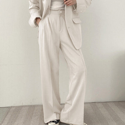 Women Solid Color Temperament Long Sleeve One Breasted Blazer And Casual Pants