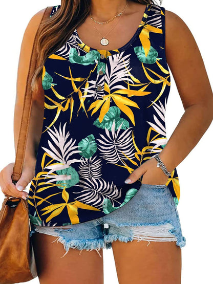 Top informal sin mangas con estampado gráfico de talla grande para mujer de verano