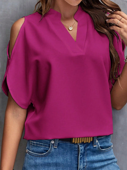 Blusas casuales lisas con cuello en V y sin tirantes para mujer