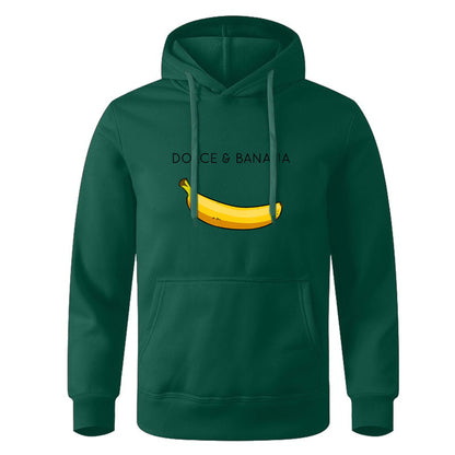 Sudadera con capucha de forro polar con estampado de plátano para hombre y mujer