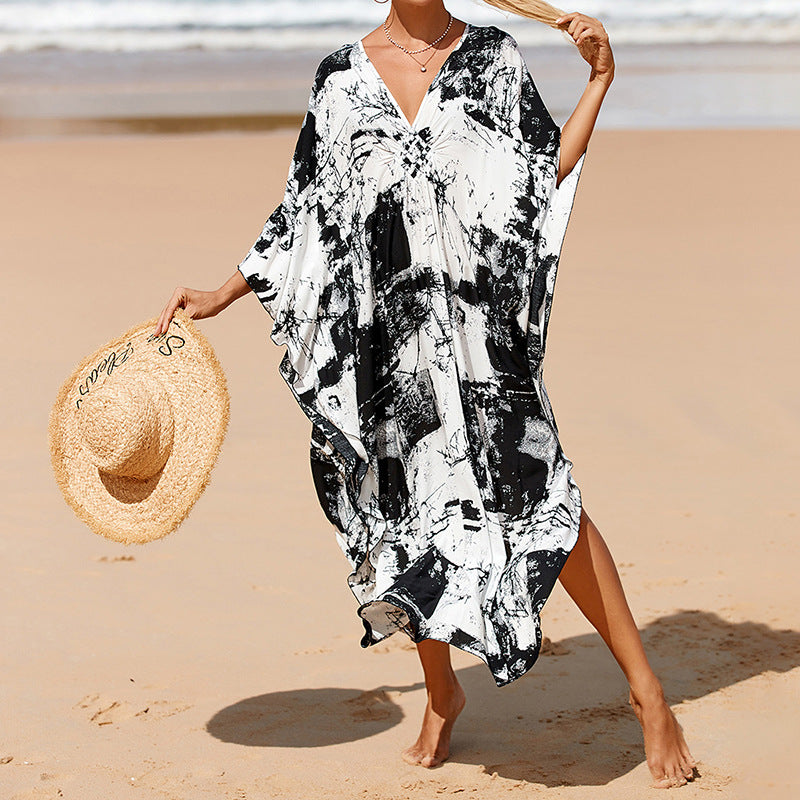 Traje de baño de verano para mujer, informal, estampado, holgado, protector solar