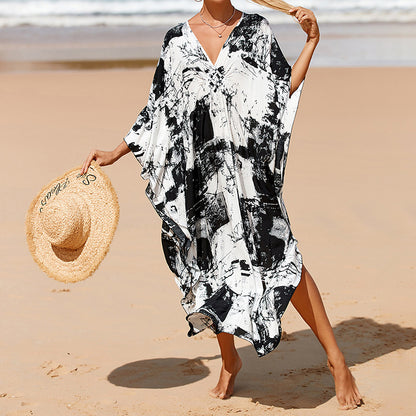 Traje de baño de verano para mujer, informal, estampado, holgado, protector solar