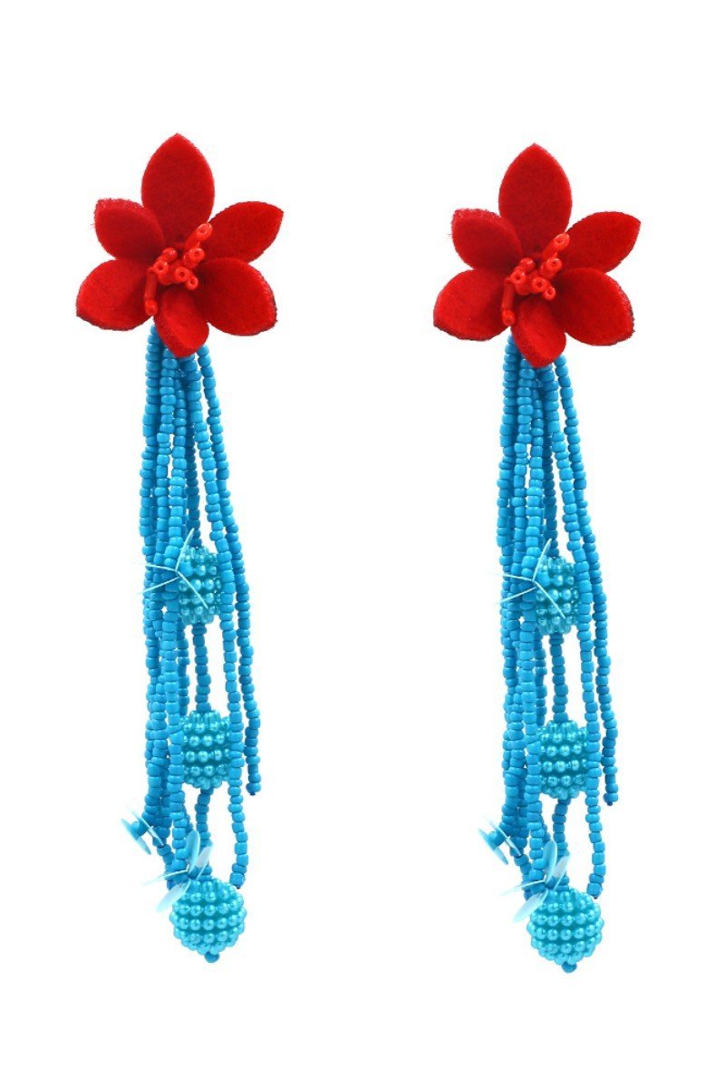 Pendientes de cuentas florales de colores contrastantes