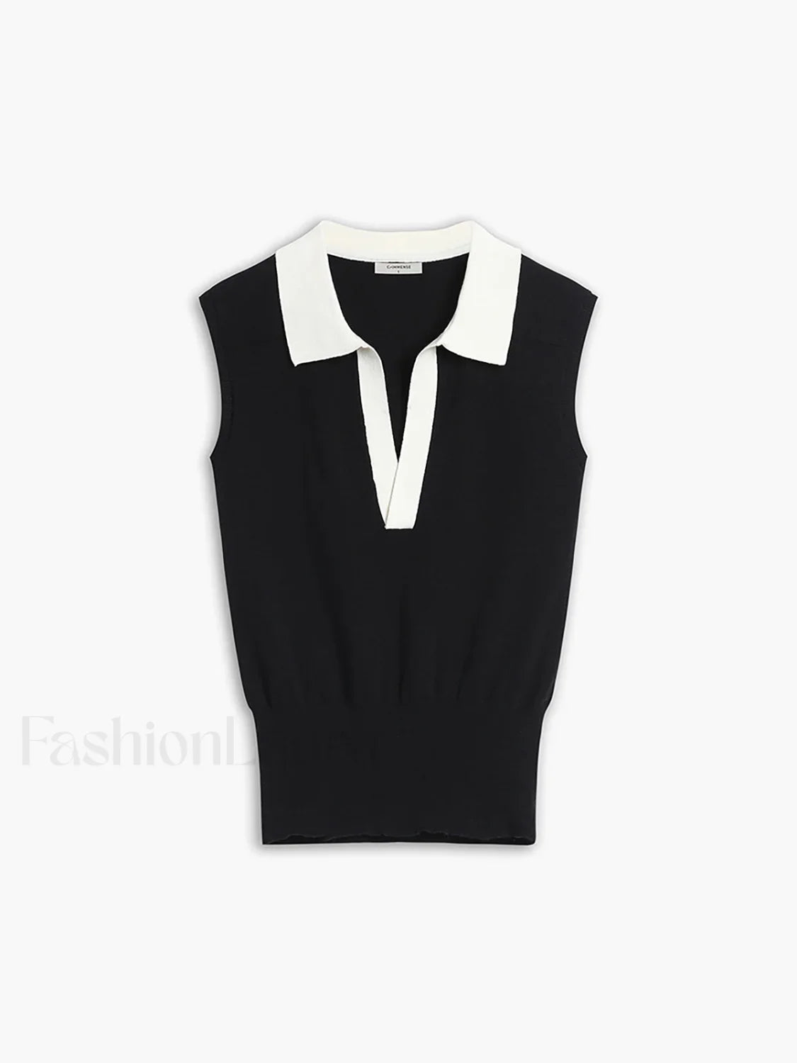 Contrast Trim Collar Trendy V-neck Knit Sweater Vest