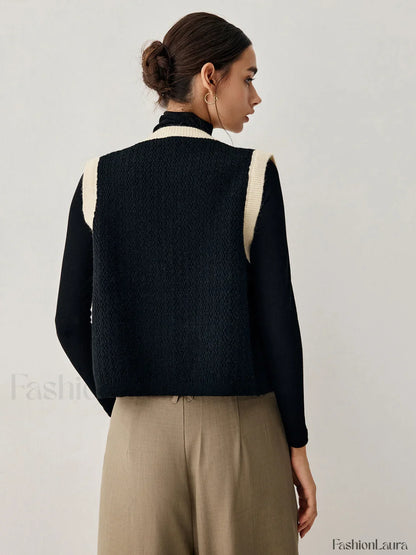 Contrast Trim Graceful Knit Vest
