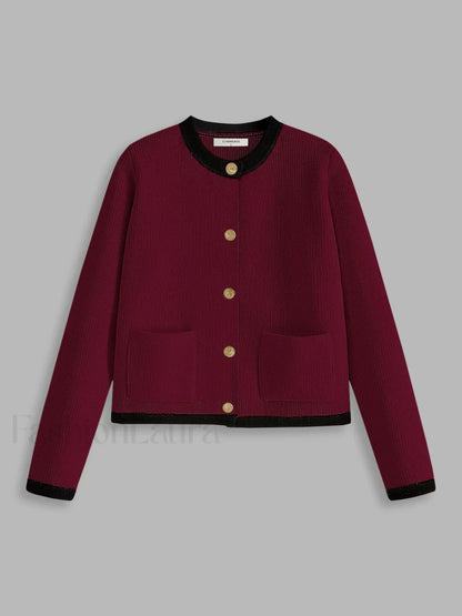 Contrast Trim Jersey Cardigan