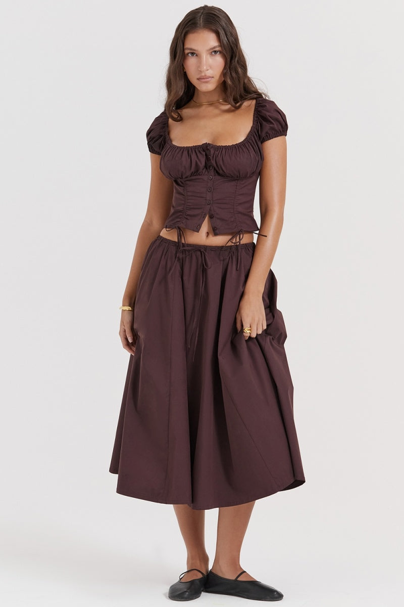 Conjunto de falda midi fruncida Rich Drown