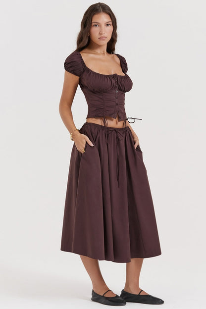 Conjunto de falda midi fruncida Rich Drown