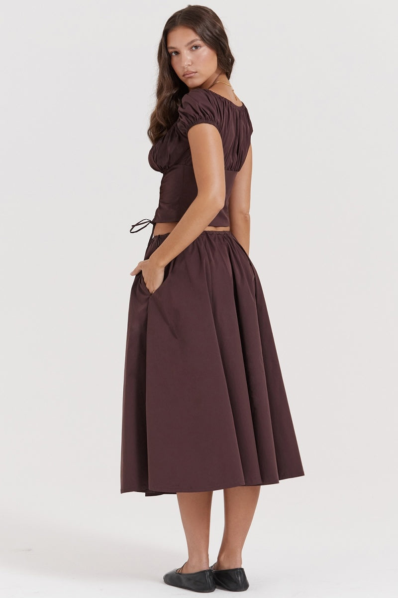 Conjunto de falda midi fruncida Rich Drown