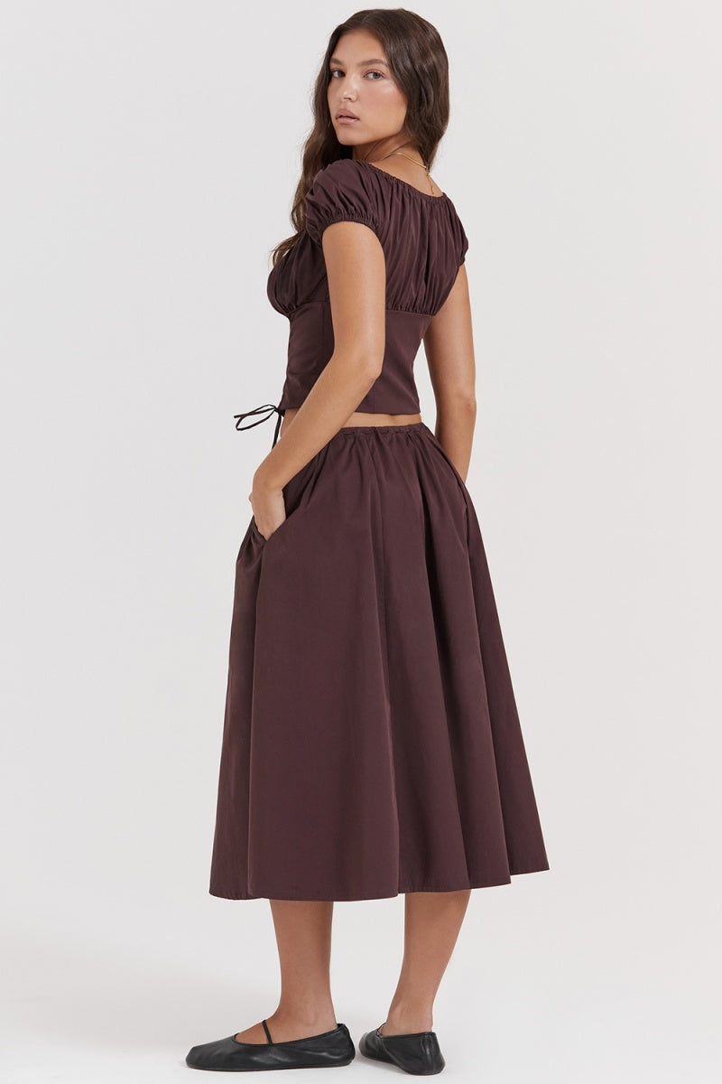 Conjunto de falda midi fruncida Rich Drown