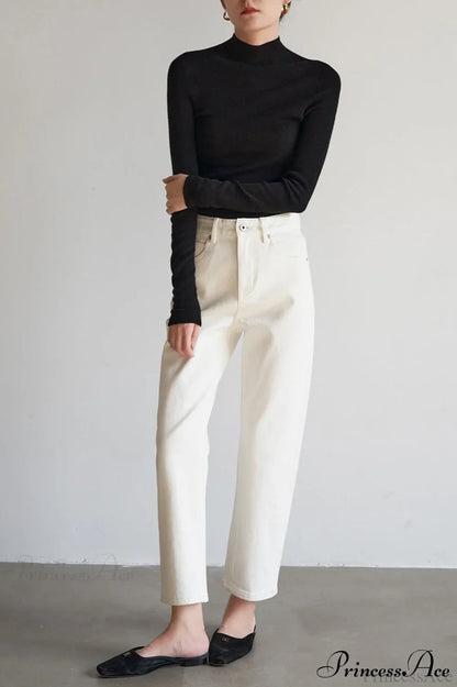 CorpCore Seamless Mock Neck Wool Knit Top