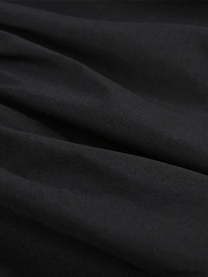Corset Detail Black Long Sleeve Mini Dress