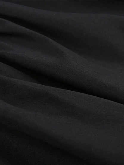 Corset Detail Black Long Sleeve Mini Dress