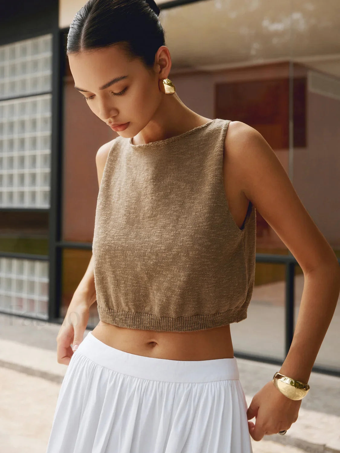 Cotton Blends Graceful Crop Top