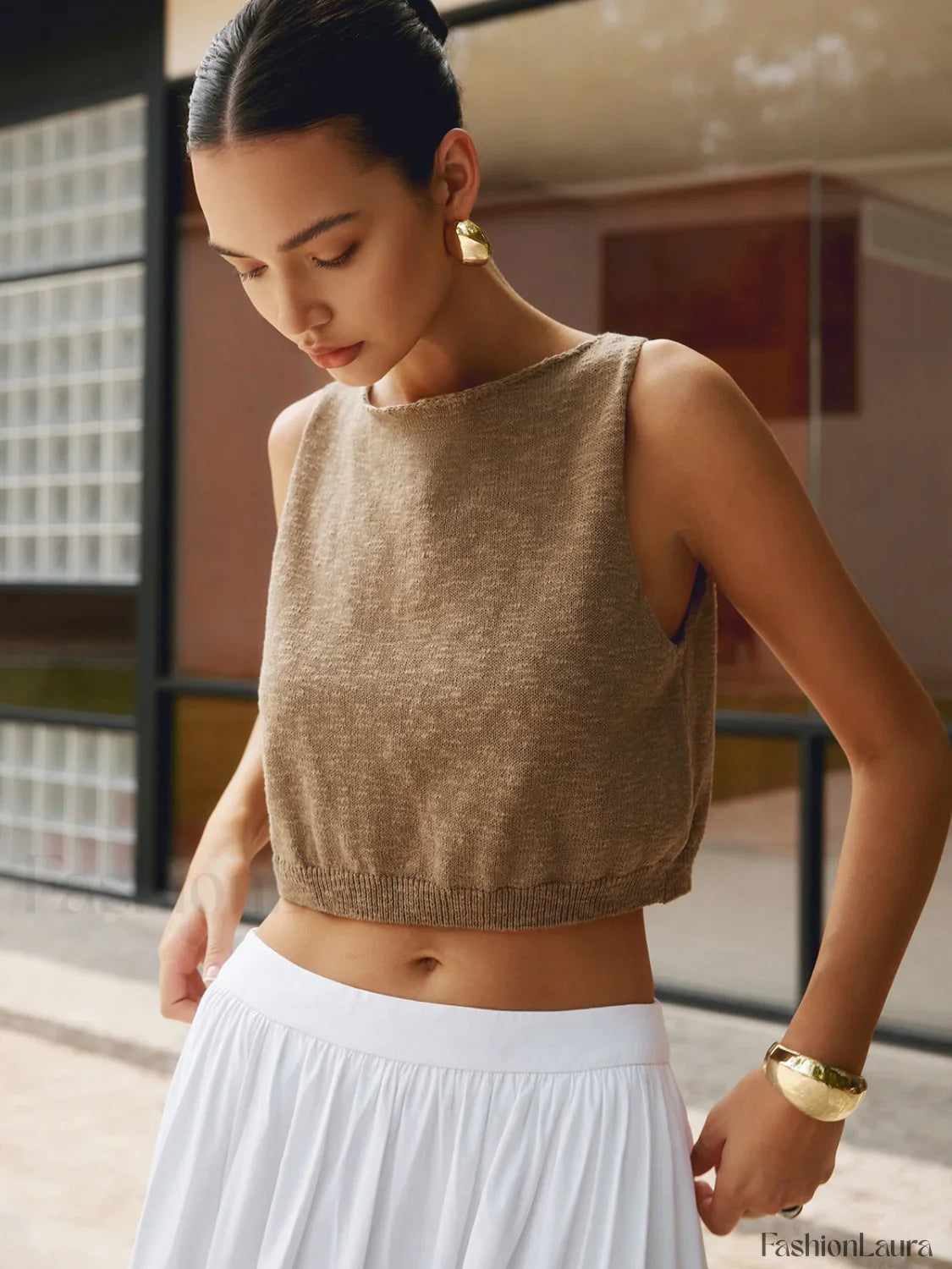 Cotton Blends Graceful Crop Top