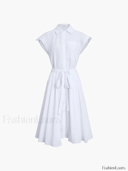 Cotton Blends Sleeveless Trendy Split Midi Dress