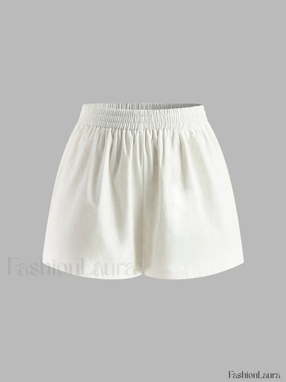 Cotton & Linen Backless Halter Top With Shorts Set