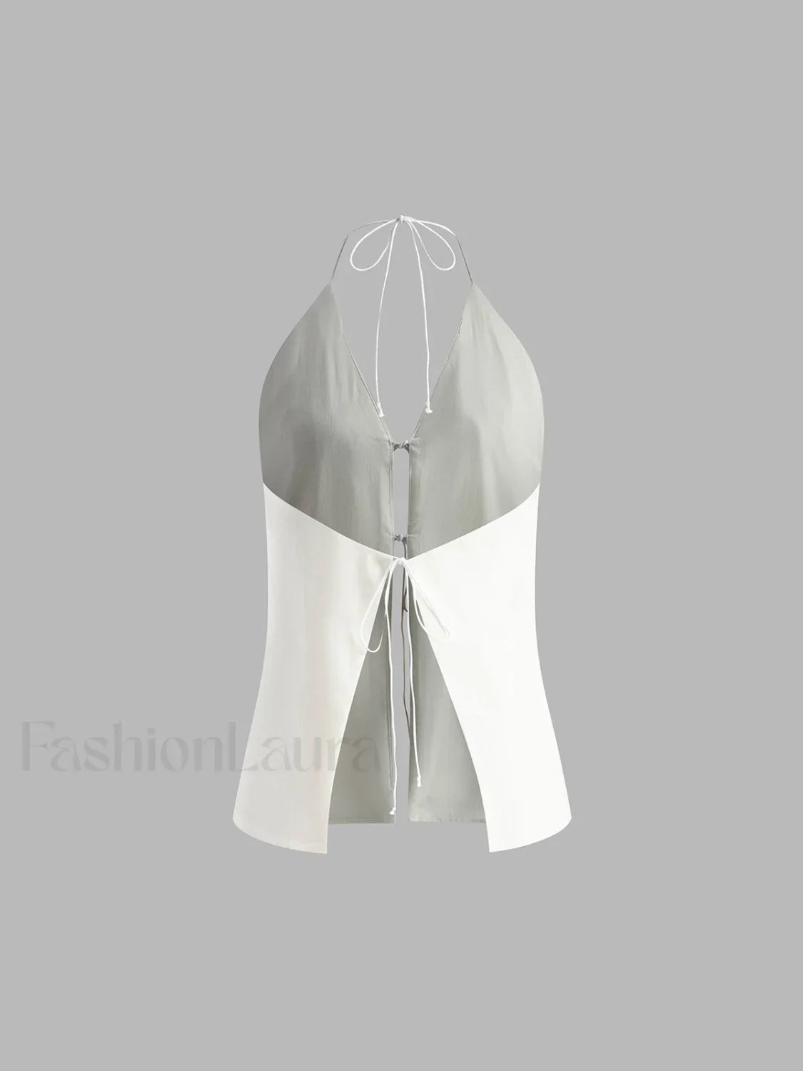 Cotton & Linen Backless Halter Top With Shorts Set