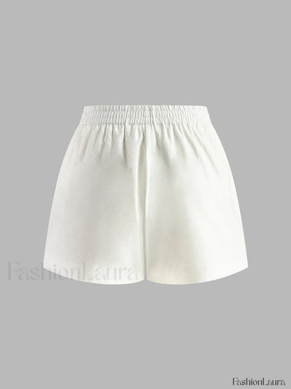 Cotton & Linen Backless Halter Top With Shorts Set