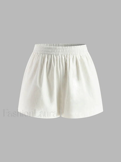 Cotton & Linen Backless Halter Top With Shorts Set
