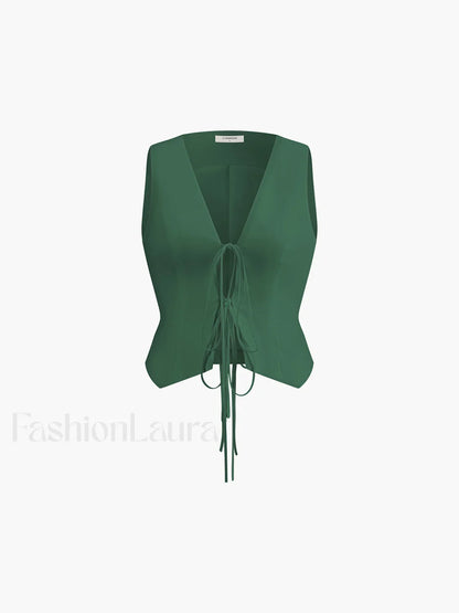 Cotton & Linen Tie-Detail Vest