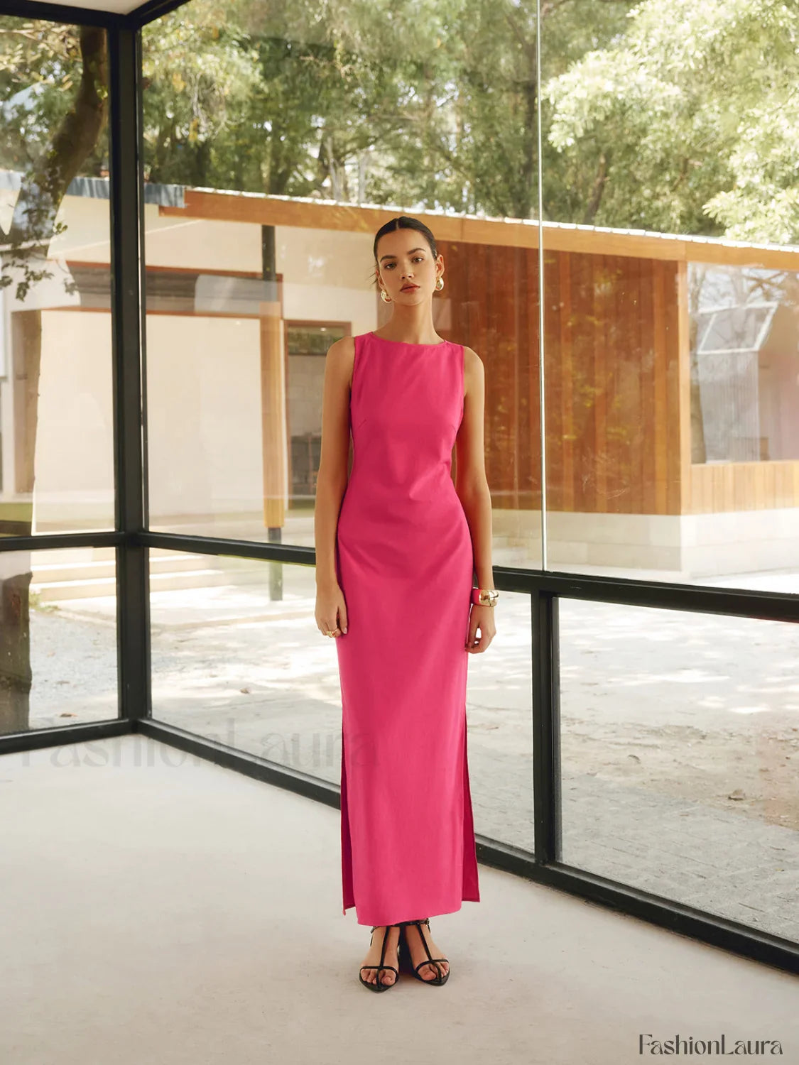 Cotton & Linen Trendy Crisscross Long Dress