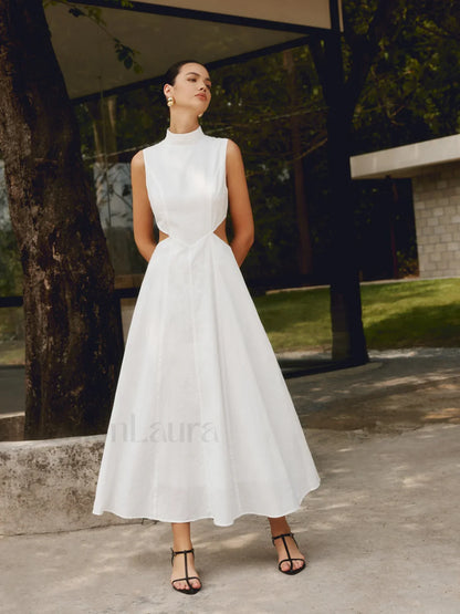 Cotton & Linen Trendy Elegant Cutout Long Dress