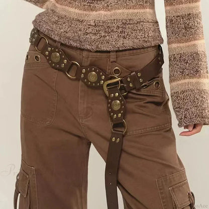 Cowboy Dark Metal Antique PU Leather Belt