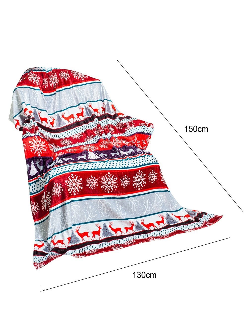 Cozy Red Christmas Elk Print Sherpa Fleece Throw Blanket