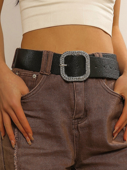 Belt PU Black Waist Belt Dailywear Weekend Pure Color for Women
