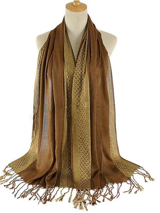 Plain Fashion Print Glitter Tassels Plaid Stripe Scarf Long Hijab Muslim Scarves/scarf for Women