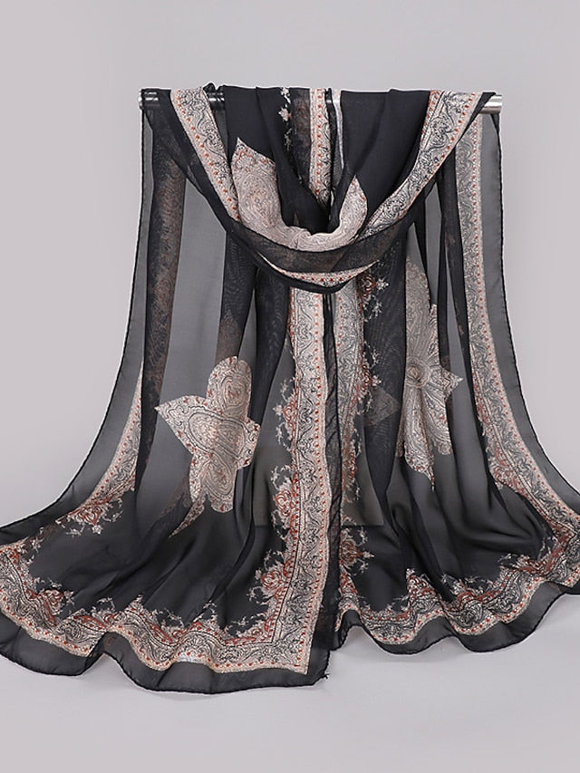 Scarves Gift Daily Holiday Chiffon Vacation Classical Vintage Retro Dancing Casual 1 PC for Women