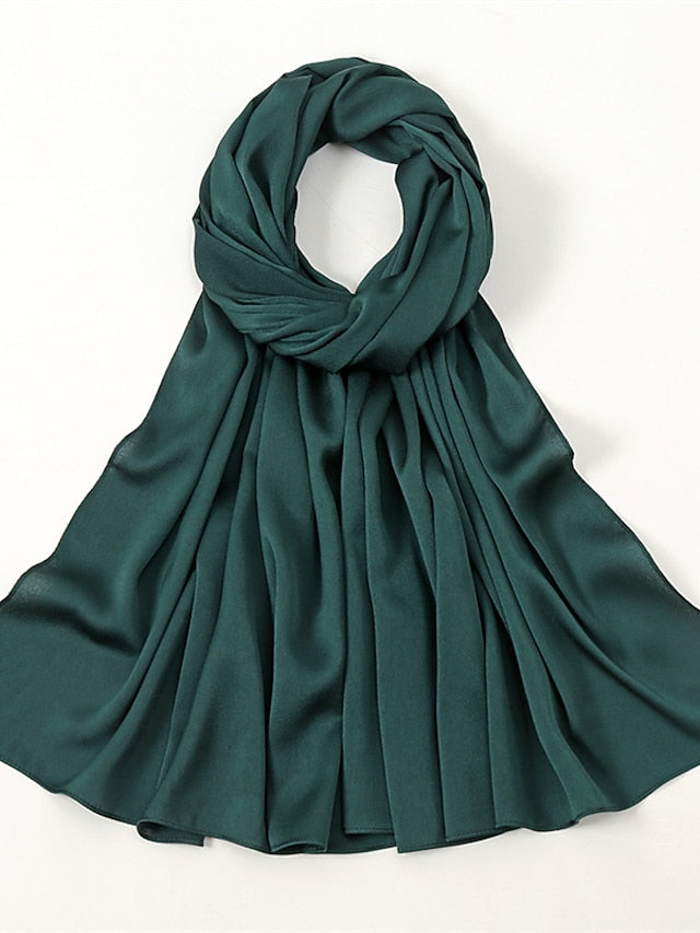 Crinkle Satin Hijab for Muslim Women Crepe Plain Shawl Wrinkle Solid Long Turban Islam Headscarf Solid Color Head Wrap Fashion for Women