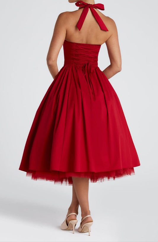 Triana Midi Dress - Red