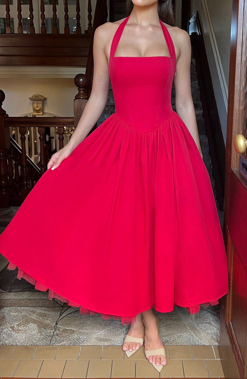 Triana Midi Dress - Red