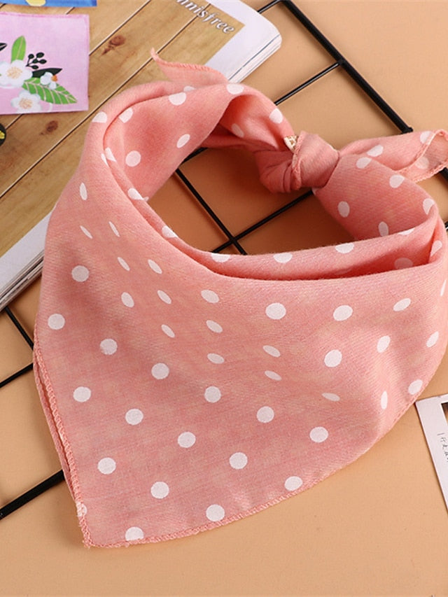 Polka Dots Kerchief Pink Green Blue Scarfs Birthday Gift Accessories for Women