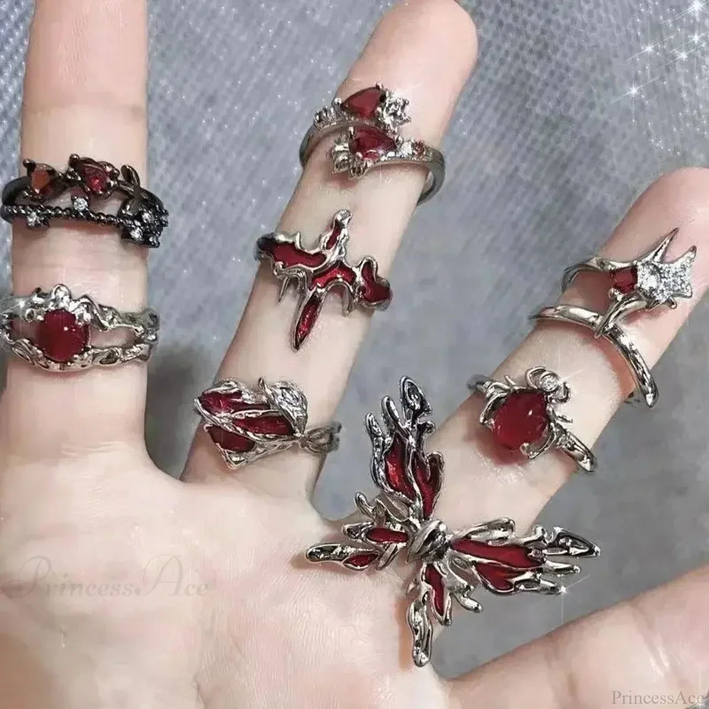 Crimson Crystal Affection Heart Gothic Band