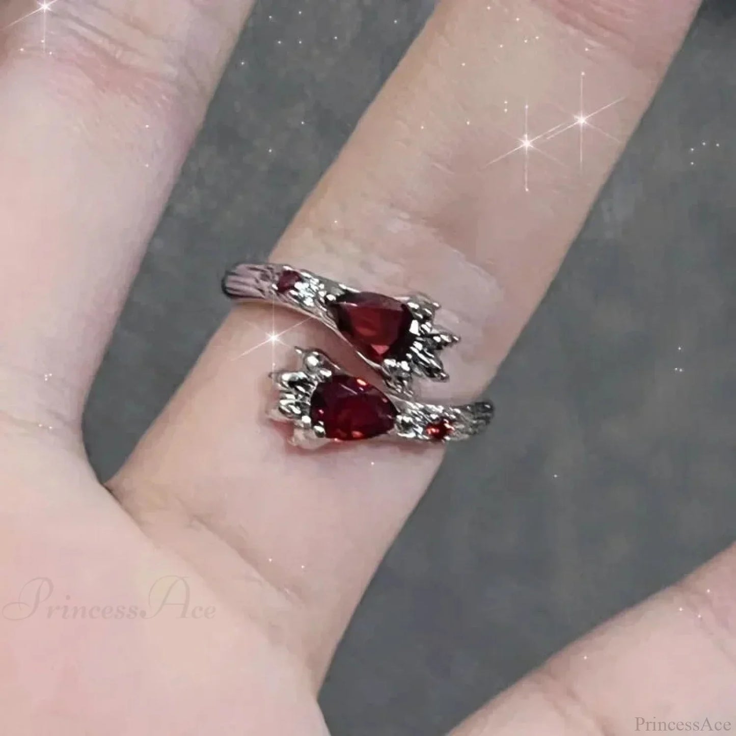 Crimson Crystal Glass Medieval Arachnid Ring