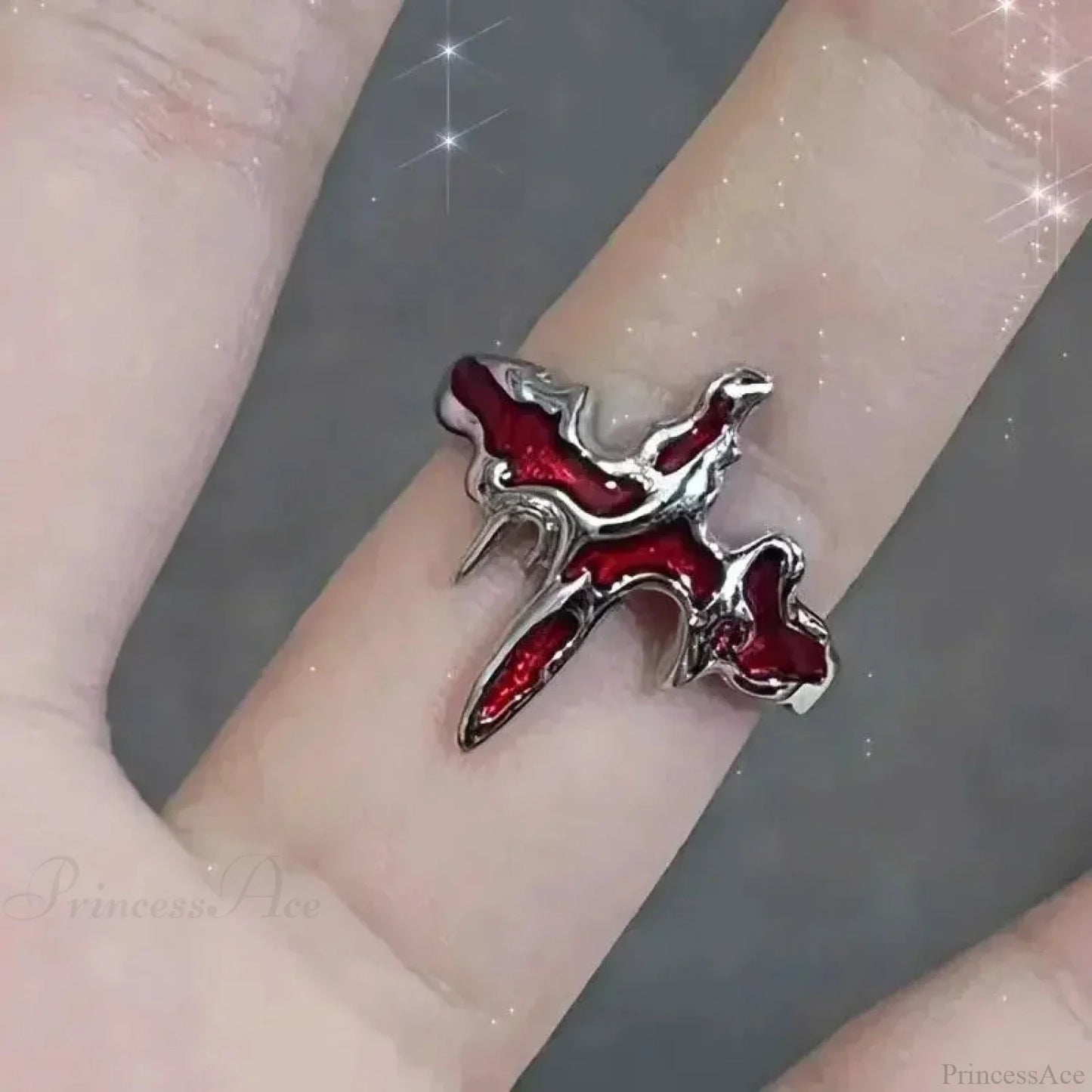 Crimson Crystal Glass Medieval Arachnid Ring
