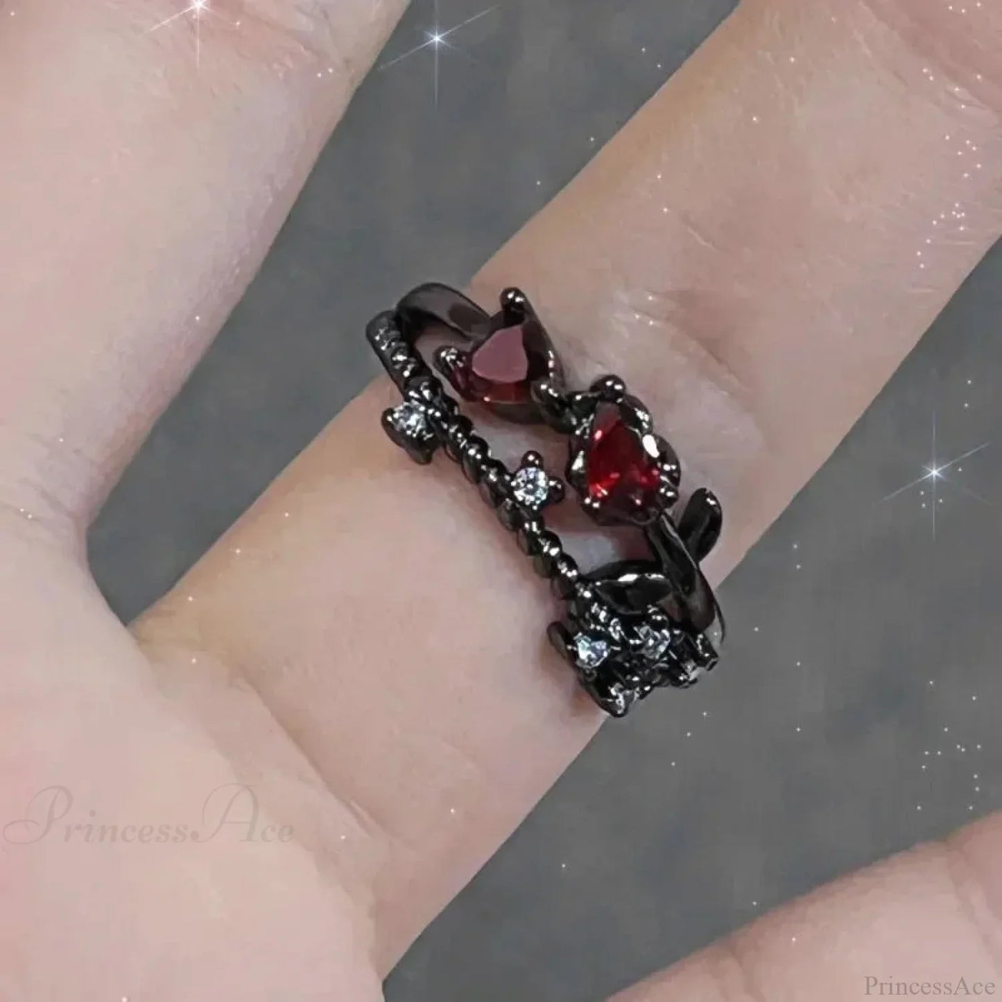 Crimson Crystal Glass Medieval Arachnid Ring
