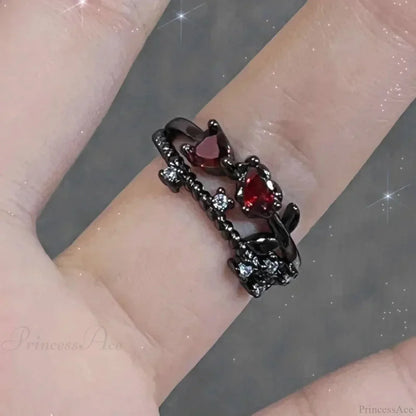 Crimson Crystal Glass Medieval Arachnid Ring