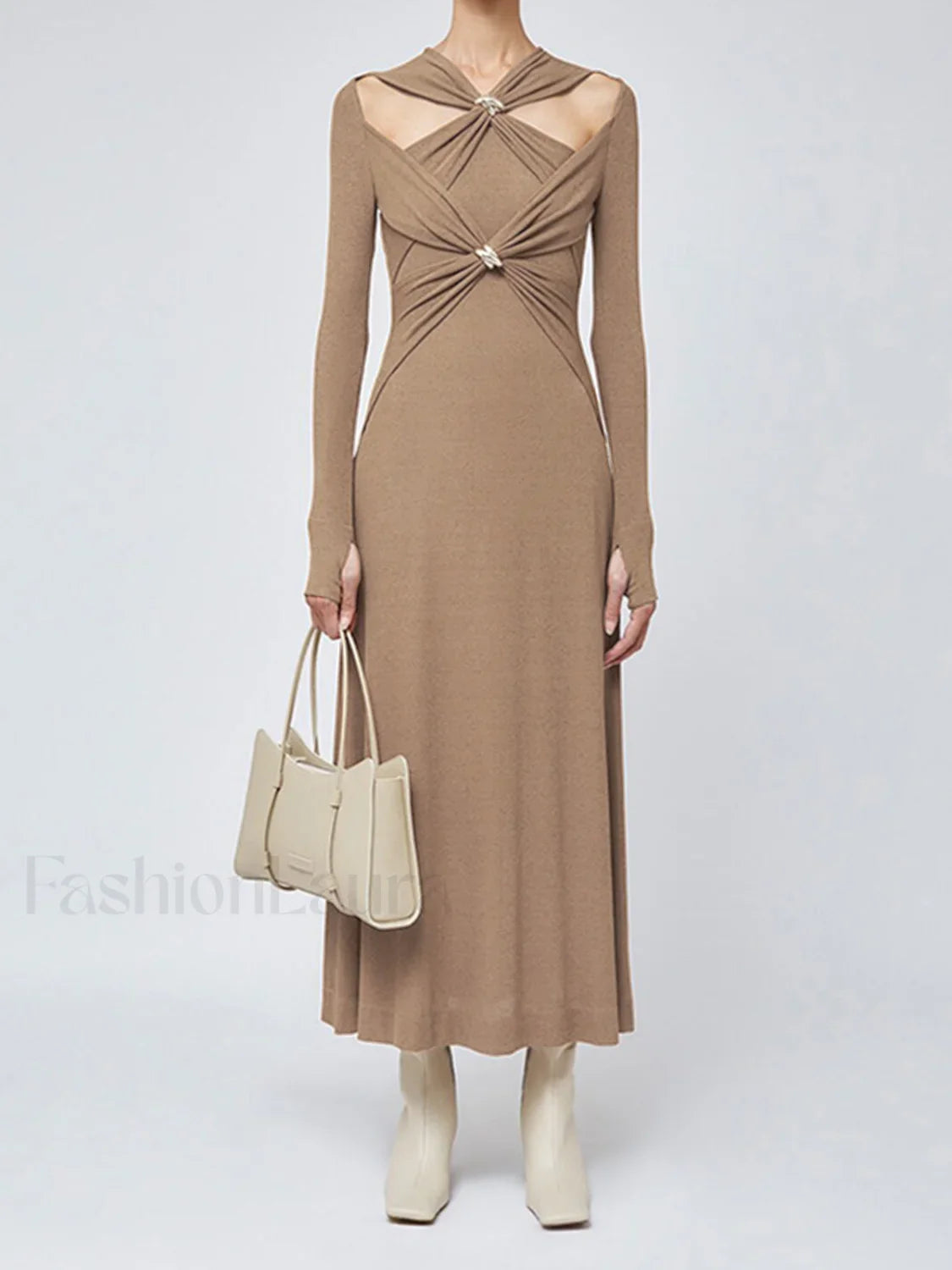 Criss Cross Cut Trendy Out Long Dress