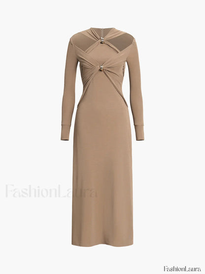 Criss Cross Cut Trendy Out Long Dress