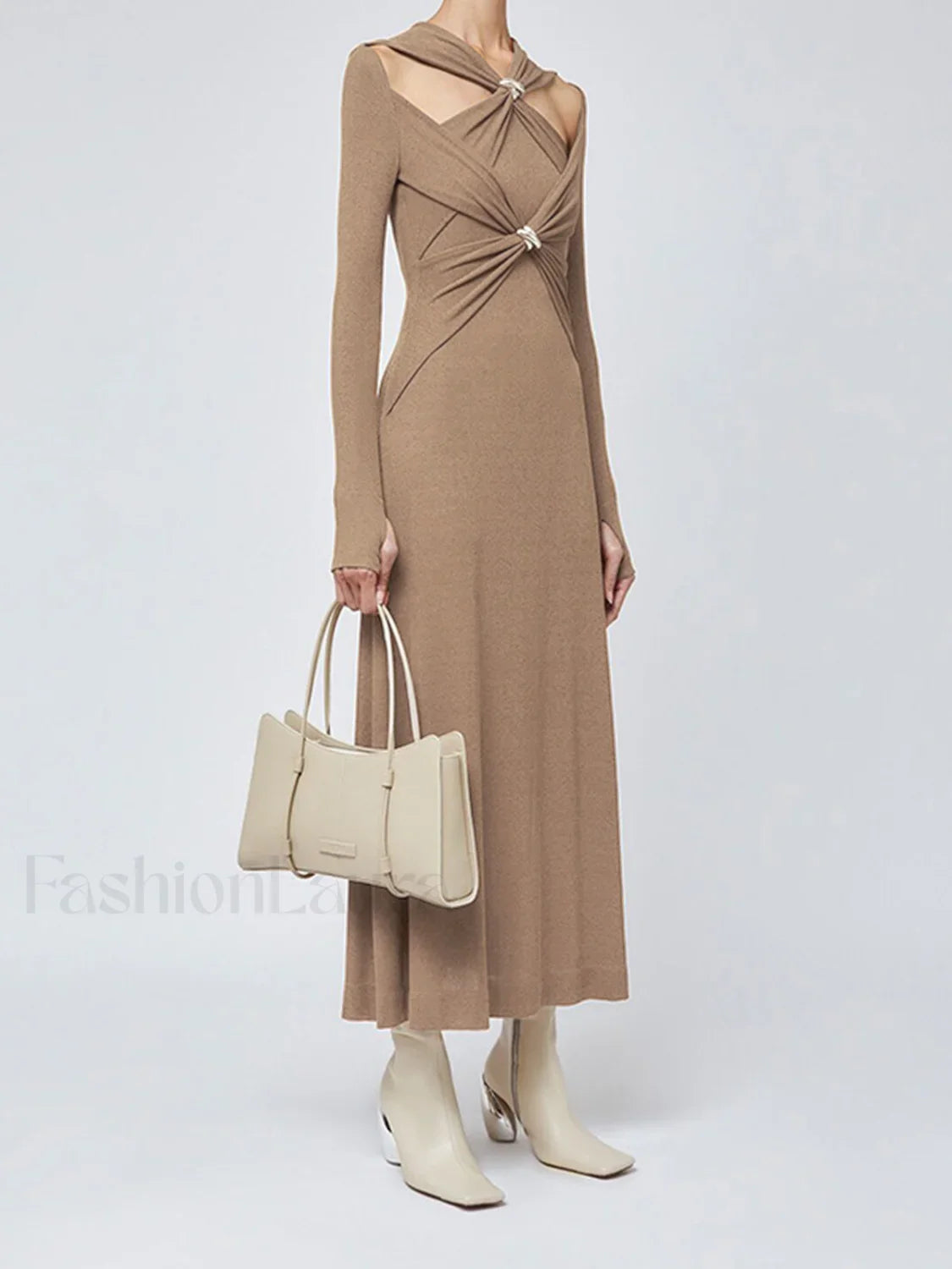 Criss Cross Cut Trendy Out Long Dress