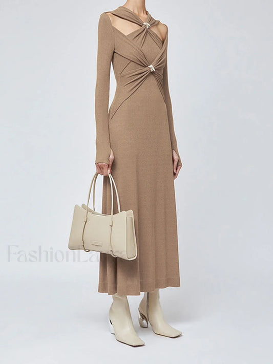 Criss Cross Cut Trendy Out Long Dress