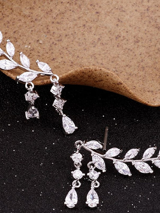 1 Pair Stud Earrings Dangle Earrings For Cubic Zirconia Wedding Gift Daily Alloy Leaf for Women