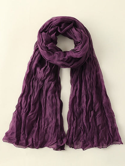 1pcs New Thin Pleated Women Scarf Hijabs Plain Color Girls Scarfs Ladies Shawl Wrap Headband Soft Warm Scarves for Women